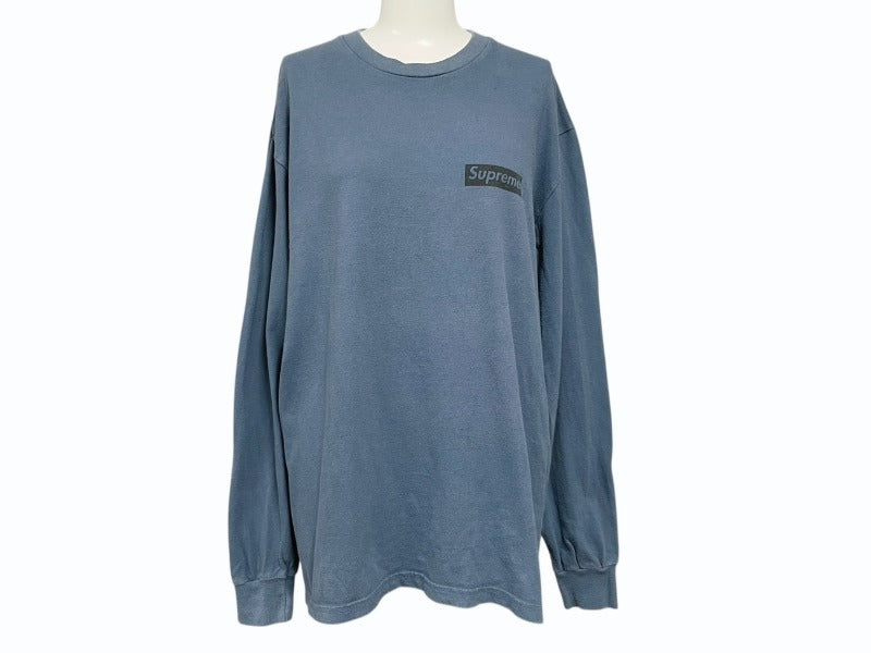 Supreme シュプリーム Small Logo Long Tee ロゴプリント ロングティーシャツ RN101837 ネイビー コットン サイズM 良品 中古 4b007057