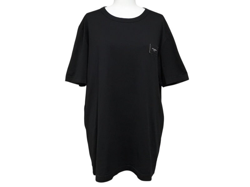 DOLCE&GABBANA ドルチェ&ガッバーナ 半袖 クルーネック Tシャツ ロゴプレート G8HLOT ブラック 黒 美品 中古 4b007060