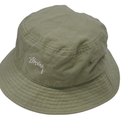 STUSSY ステューシー 刺繍 ロゴ バケットハット 1321067 グリーン コットン サイズ L/XL 美品 中古 4b007077