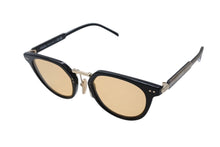 Load image into Gallery viewer, PRADA プラダ ロゴ サングラス SPR 17Y クリスタルマスタードイエローレンズ ブラック ゴールド金具 サイズ49□22 美品 中古 4b007087