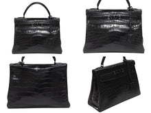 Load image into Gallery viewer, 新品同様 HERMES エルメス ケリー32 外縫い ソーブラック □N刻印 ニロティカスマット ブラック金具 ハンドバッグ 2WAY 中古 4b007135