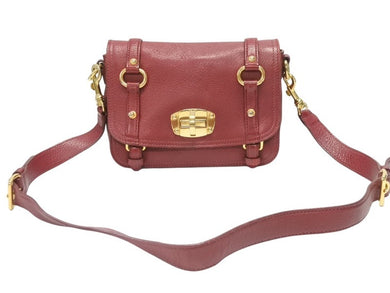 MIUMIU ミュウミュウ ショルダーバッグ セカンドバッグ 2WAYバッグ ボルドー レザー ロゴ金具 ゴールド金具 美品 中古 4b007138