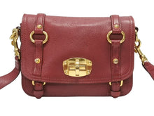 画像をギャラリービューアに読み込む, MIUMIU ミュウミュウ ショルダーバッグ セカンドバッグ 2WAYバッグ ボルドー レザー ロゴ金具 ゴールド金具 美品 中古 4b007138