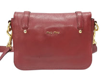 画像をギャラリービューアに読み込む, MIUMIU ミュウミュウ ショルダーバッグ セカンドバッグ 2WAYバッグ ボルドー レザー ロゴ金具 ゴールド金具 美品 中古 4b007138