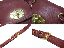画像をギャラリービューアに読み込む, MIUMIU ミュウミュウ ショルダーバッグ セカンドバッグ 2WAYバッグ ボルドー レザー ロゴ金具 ゴールド金具 美品 中古 4b007138