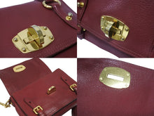 画像をギャラリービューアに読み込む, MIUMIU ミュウミュウ ショルダーバッグ セカンドバッグ 2WAYバッグ ボルドー レザー ロゴ金具 ゴールド金具 美品 中古 4b007138