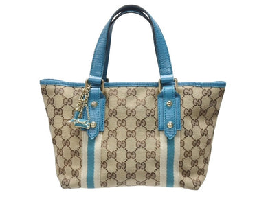 GUCCI グッチ ハンドバッグ 120844 ブラウン ベージュ GGスプリームキャンバス レザー シルバー金具 美品 中古 4b007144