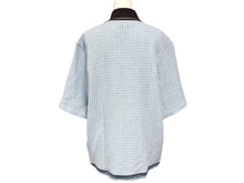 画像をギャラリービューアに読み込む, 極美品 HERMES エルメス 半袖 カラーカットワーク シャツ ショートスリーブ コントラストストライプ ブルー ブラウン M 中古 4b007176