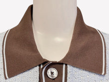 画像をギャラリービューアに読み込む, 極美品 HERMES エルメス 半袖 カラーカットワーク シャツ ショートスリーブ コントラストストライプ ブルー ブラウン M 中古 4b007176