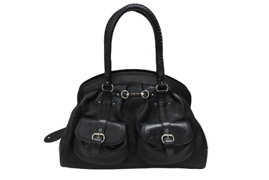 極美品 CHRISTIAN DIOR クリスチャンディオール ハンドバッグ 12-BO-0037 イタリア製 レザー ブラック シルバー金具 中古 4b007197