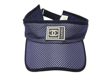 画像をギャラリービューアに読み込む, 新品未使用 CHANEL シャネル スポーツライン サンバイザー ONE SIZE ココマーク メッシュ ネイビー ポリエステル ナイロン 中古 4b007199