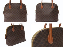 Load image into Gallery viewer, CELINE セリーヌ マカダム柄 ハンドバッグ ロゴ ゴールド金具 PVC レザー ブラウン 茶色 鞄 美品 中古 4b007247