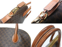 Load image into Gallery viewer, CELINE セリーヌ マカダム柄 ハンドバッグ ロゴ ゴールド金具 PVC レザー ブラウン 茶色 鞄 美品 中古 4b007247