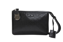 Load image into Gallery viewer, 極美品 GUCCI グッチ シマ クラッチバッグ セカンドバッグ 152600 492174 イタリア製 レザー ブラック シルバー金具 中古 4b007251