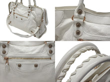Load image into Gallery viewer, BALENCIAGA バレンシアガ ジャイアントシティ 2WAYバッグ イタリア製 レザー 527589 ホワイト ピンクゴールド金具 美品 中古 4b007253