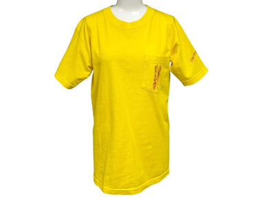 CHROME HEARTS クロムハーツ スクロールラベルロゴ 半袖Tシャツ サイズS プリント イエロー レッド 美品 中古 4b007266