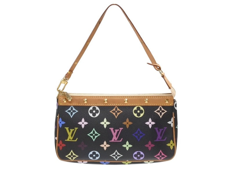 極美品 LOUIS VUITTON ルイヴィトン ポシェットアクセソワール アクセサリーポーチ M92648 モノグラム マルチカラー ブラック 中古 4b007312