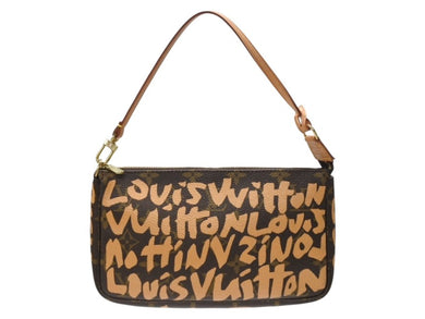 極美品 LOUIS VUITTON ルイヴィトン ポシェットアクセソワ―ル アクセサリーポーチ M92193 モノグラム グラフィティ ベージュ PVC レザー 中古 4b007329