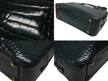 Load image into Gallery viewer, 極美品 PRADA プラダ ハンドバッグ トートバッグ トライアングルロゴ クロコダイル型押しレザー グリーン シルバー金具 中古 4b007331