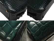 Load image into Gallery viewer, 極美品 PRADA プラダ ハンドバッグ トートバッグ トライアングルロゴ クロコダイル型押しレザー グリーン シルバー金具 中古 4b007331
