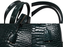 Load image into Gallery viewer, 極美品 PRADA プラダ ハンドバッグ トートバッグ トライアングルロゴ クロコダイル型押しレザー グリーン シルバー金具 中古 4b007331
