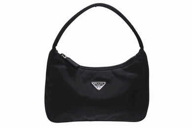 極美品 Prada プラダ ミニハンドバッグ ワンハンドル レディース ネロ ブランド ロゴ ナイロン MV515 黒 ブラック 中古 4b0077337