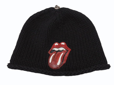 CHROME HEARTS クロムハーツ リップアンドタン ニットキャップ ビーニー カシミヤ レザー シルバー925 ブラック 美品 中古 4b007353