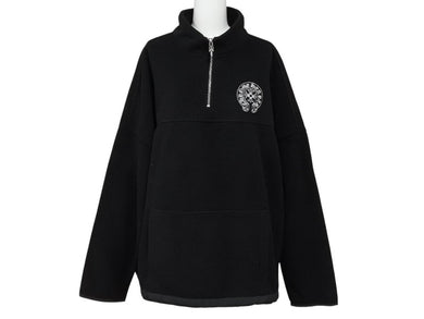 CHROME HEARTS クロムハーツ YKT U TARDY SWEEP HLF ZIP ダガーハーフジップフリース サイズXL ホースシュー ブラック 美品 中古 4b007355