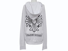 画像をギャラリービューアに読み込む, CHROME HEARTS クロムハーツ クロスプリント プルオーバーフーディー パーカー サイズS ホワイト 美品 中古 4b007357