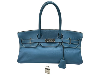 HERMES エルメス ショルダーバーキン ハンドバッグ トリヨンクレマンス ブルージーン □I刻印 SV金具 2005年 ゴルチェ期 美品 中古 4b007387