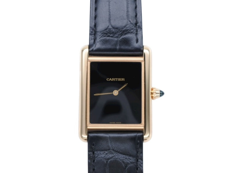新品同様 Cartier カルティエ タンクルイカルティエ LMサイズ WGTA0091 オニキス ブラック 文字盤 時計 中古 4b007392