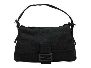 FENDI フェンディ マンマバケット ワンショルダーバッグ トートバッグ コットン メタル グレー メタルブラック 美品 中古 4b007417