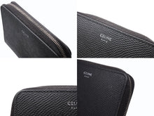 Load image into Gallery viewer, CELINE セリーヌ コンパクトジップドウォレット ラウンドファスナー コインケース S-SD-4178 ブラック レザー シルバー金具 美品 中古 4b007428