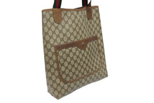Load image into Gallery viewer, GUCCI グッチ シェリーライン GGロゴ トートバッグ ベージュ オールドグッチ 39.02.003 PVC レザー ゴールド金具 美品 中古 4b007434