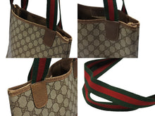 Load image into Gallery viewer, GUCCI グッチ シェリーライン GGロゴ トートバッグ ベージュ オールドグッチ 39.02.003 PVC レザー ゴールド金具 美品 中古 4b007434