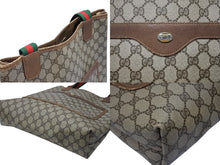 Load image into Gallery viewer, GUCCI グッチ シェリーライン GGロゴ トートバッグ ベージュ オールドグッチ 39.02.003 PVC レザー ゴールド金具 美品 中古 4b007434
