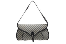 Load image into Gallery viewer, CELINE セリーヌ マカダム ワンショルダーバッグ YS 00755 ナイロンキャンバス レザー グレー ブラック シルバー金具 美品 中古 4b007437