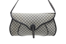 Load image into Gallery viewer, CELINE セリーヌ マカダム ワンショルダーバッグ YS 00755 ナイロンキャンバス レザー グレー ブラック シルバー金具 美品 中古 4b007437