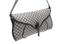 Load image into Gallery viewer, CELINE セリーヌ マカダム ワンショルダーバッグ YS 00755 ナイロンキャンバス レザー グレー ブラック シルバー金具 美品 中古 4b007437