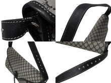 Load image into Gallery viewer, CELINE セリーヌ マカダム ワンショルダーバッグ YS 00755 ナイロンキャンバス レザー グレー ブラック シルバー金具 美品 中古 4b007437