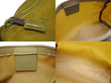 Load image into Gallery viewer, PRADA プラダ ハンドバッグ ワンショルダーバッグ トライアングルロゴ イタリア製 ナイロン イエロー カーキ シルバー金具 美品 中古 4b007441