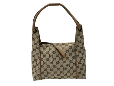 極美品 GUCCI グッチ GGキャンバス ワンショルダーバッグ 101333 ブラウン ベージュ PVC ブラック金具 中古 4b007448