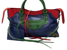 Load image into Gallery viewer, BALENCIAGA バレンシアガ ザ シティ ジャイアント 2WAYバッグ ハンドバッグ ショルダーバッグ 115743 レッド ブルー グリーン 美品 中古 4b007453