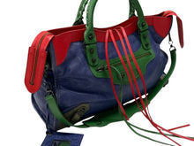 Load image into Gallery viewer, BALENCIAGA バレンシアガ ザ シティ ジャイアント 2WAYバッグ ハンドバッグ ショルダーバッグ 115743 レッド ブルー グリーン 美品 中古 4b007453