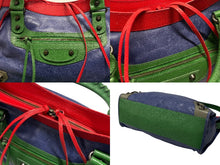 Load image into Gallery viewer, BALENCIAGA バレンシアガ ザ シティ ジャイアント 2WAYバッグ ハンドバッグ ショルダーバッグ 115743 レッド ブルー グリーン 美品 中古 4b007453