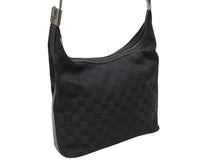 画像をギャラリービューアに読み込む, GUCCI グッチ ワンショルダーバッグ 01234 レザー GGキャンバス ブラック シルバー金具 美品 中古 4b007473