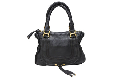 Chloe クロエ マーシー ハンドバッグ トートバッグ 馬蹄 031163 レザー ブラック ゴールド金具 美品 中古 4b007475