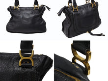 Load image into Gallery viewer, Chloe クロエ マーシー ハンドバッグ トートバッグ 馬蹄 031163 レザー ブラック ゴールド金具 美品 中古 4b007475