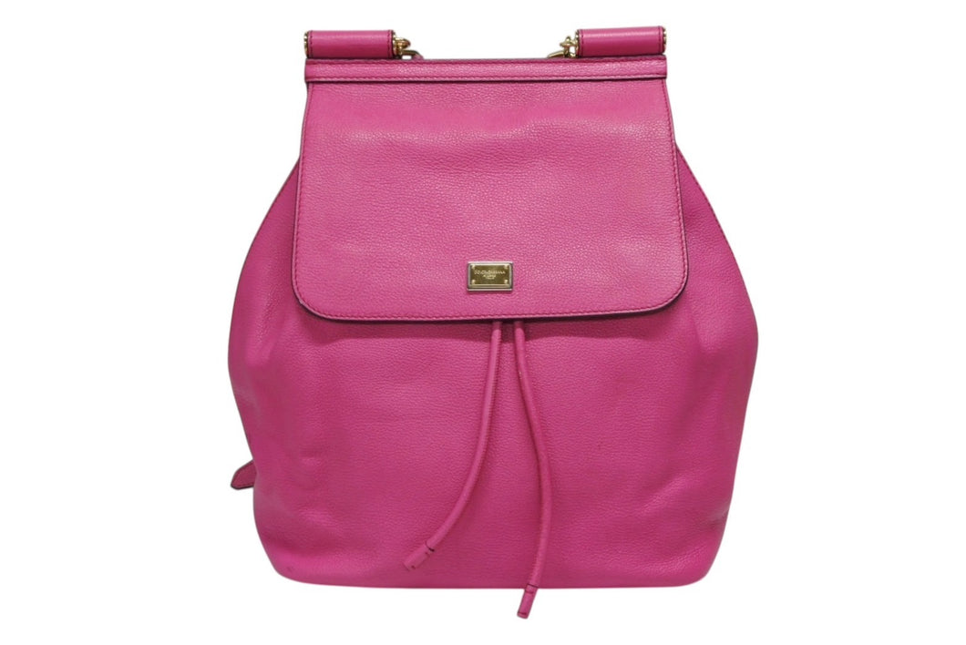 DOLCE&GABBANA ドルチェアンドガッバーナ リュック デイパック イタリア製 レザー ピンク ゴールド金具 美品 中古 4b007482