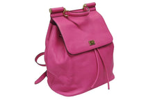 画像をギャラリービューアに読み込む, DOLCE&amp;GABBANA ドルチェアンドガッバーナ リュック デイパック イタリア製 レザー ピンク ゴールド金具 美品 中古 4b007482